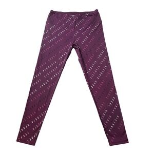 Victoria Sport Leggings Womens Large Purple Knockout Ankle Skinny Logo Print